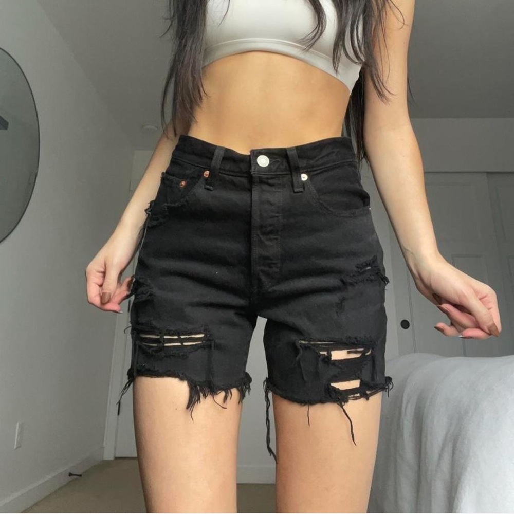 Levi's 501 Mid Thigh Distressed Shorts